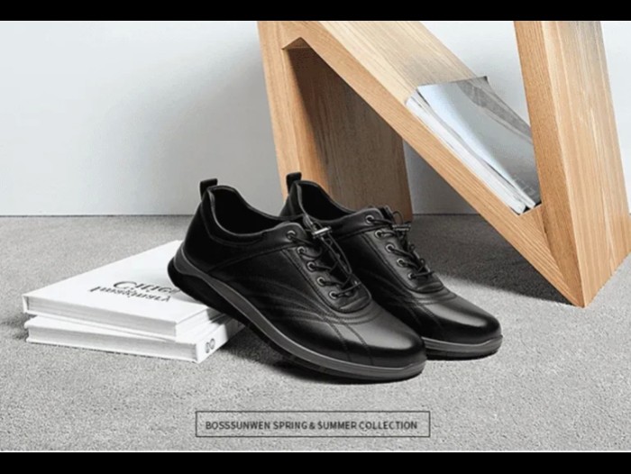 BOSSsunwen Men&#039;s Breathable Soft Leather Casual Shoes.