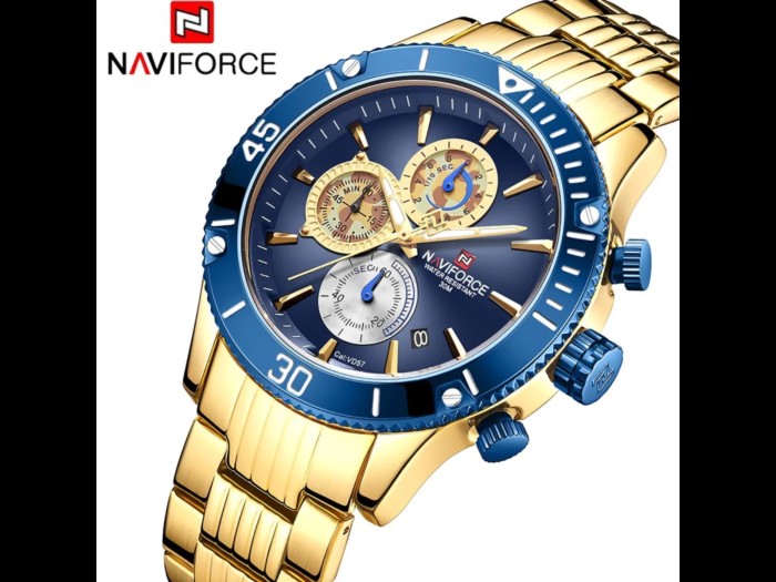 Naviforce 9173 Gold blue SS watch for men