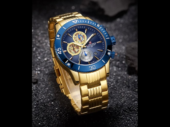 Naviforce 9173 Gold blue SS watch for men