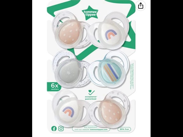 Tommee tippee soothers 6 pack