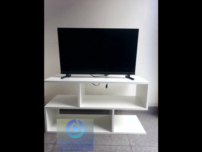 S shaped white tv stand